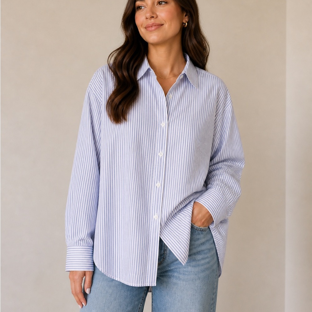 Universal Thread Oversized Pinstripe Button-Down Shirt size XS